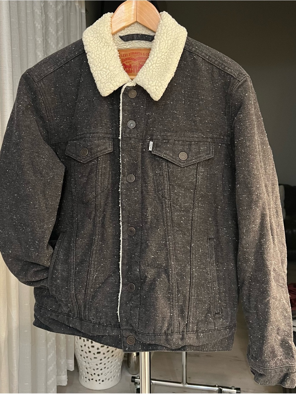 Levi's Men’s Type III Sherpa Trucker Jacket Black Speckled M